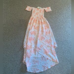 Altar'd State Ivory Peach Floral Off-Shoulder Dress  Size S